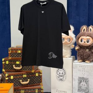 蜜蜂刺绣字母黑色短袖 T 恤